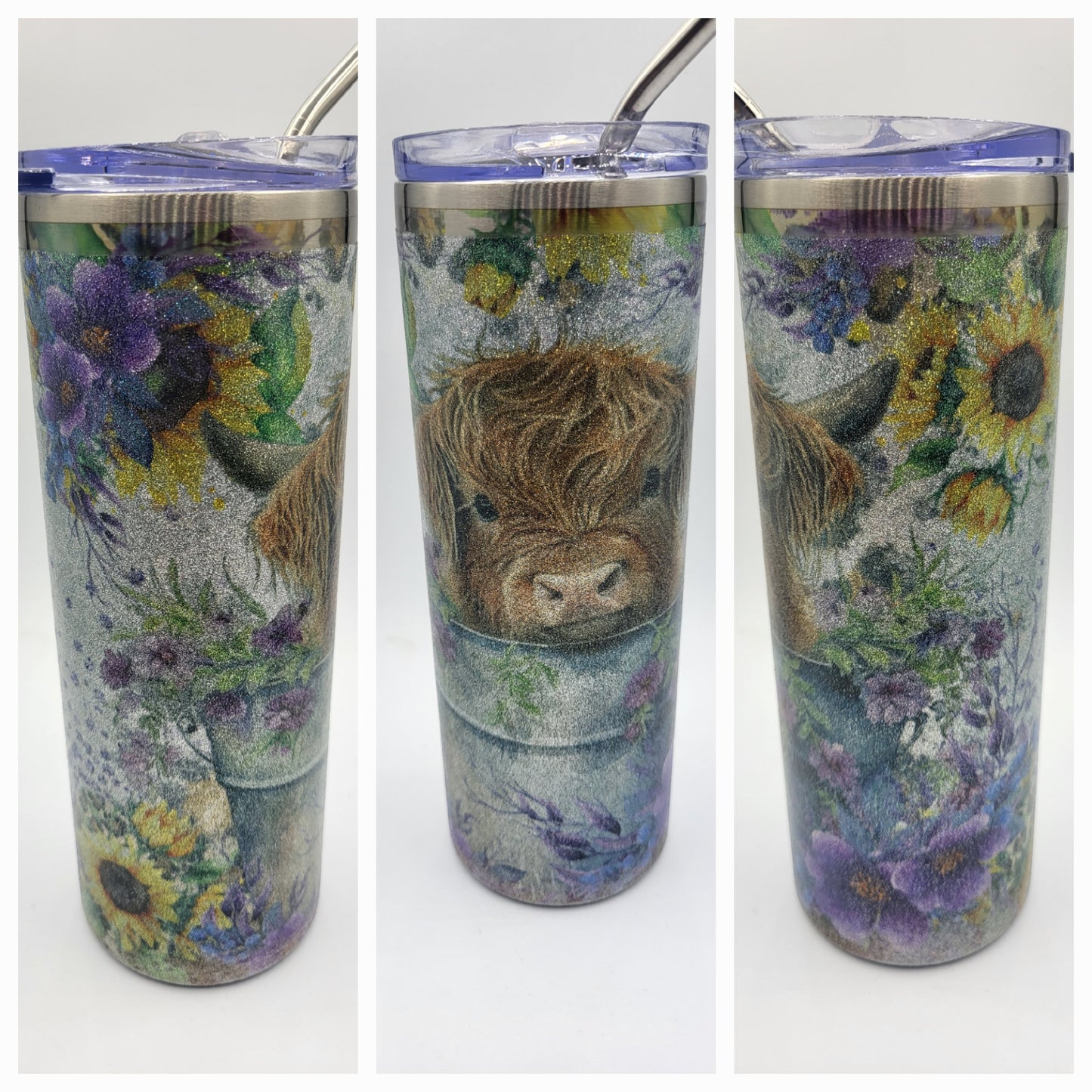 Sparkle Highland Cow 20oz Tumbler